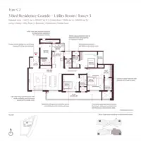 3 BHK floor plan