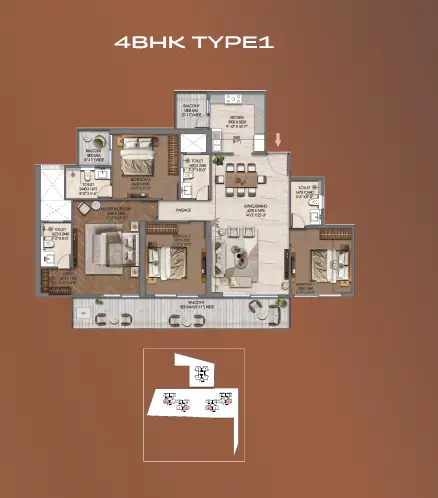 4 BHK floor plan